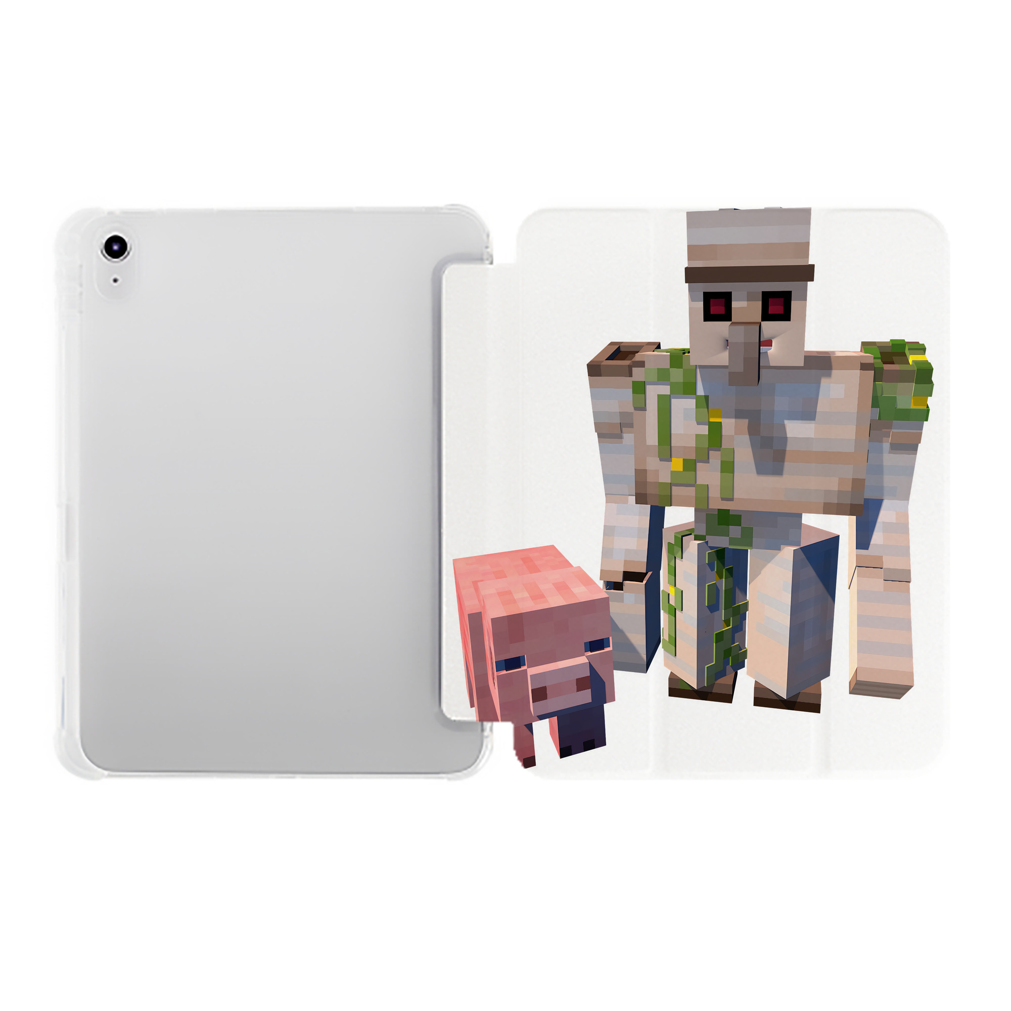 （画像用） マインクラフト ブロックの世界 Minecraft MC Block world IPad ケース ペン収納付き 三つ折りスタンド PUレザー×シリコン 対応機種9.5/10.5/10.9インチ